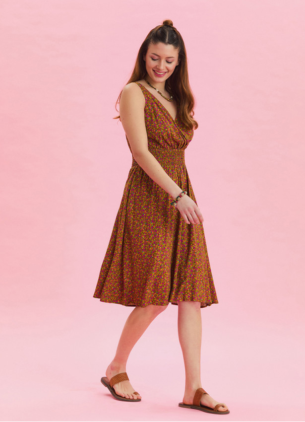V Neck Robe Olive Authentic Dress 4516